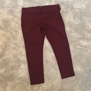 Petite maroon ponte- knit pants